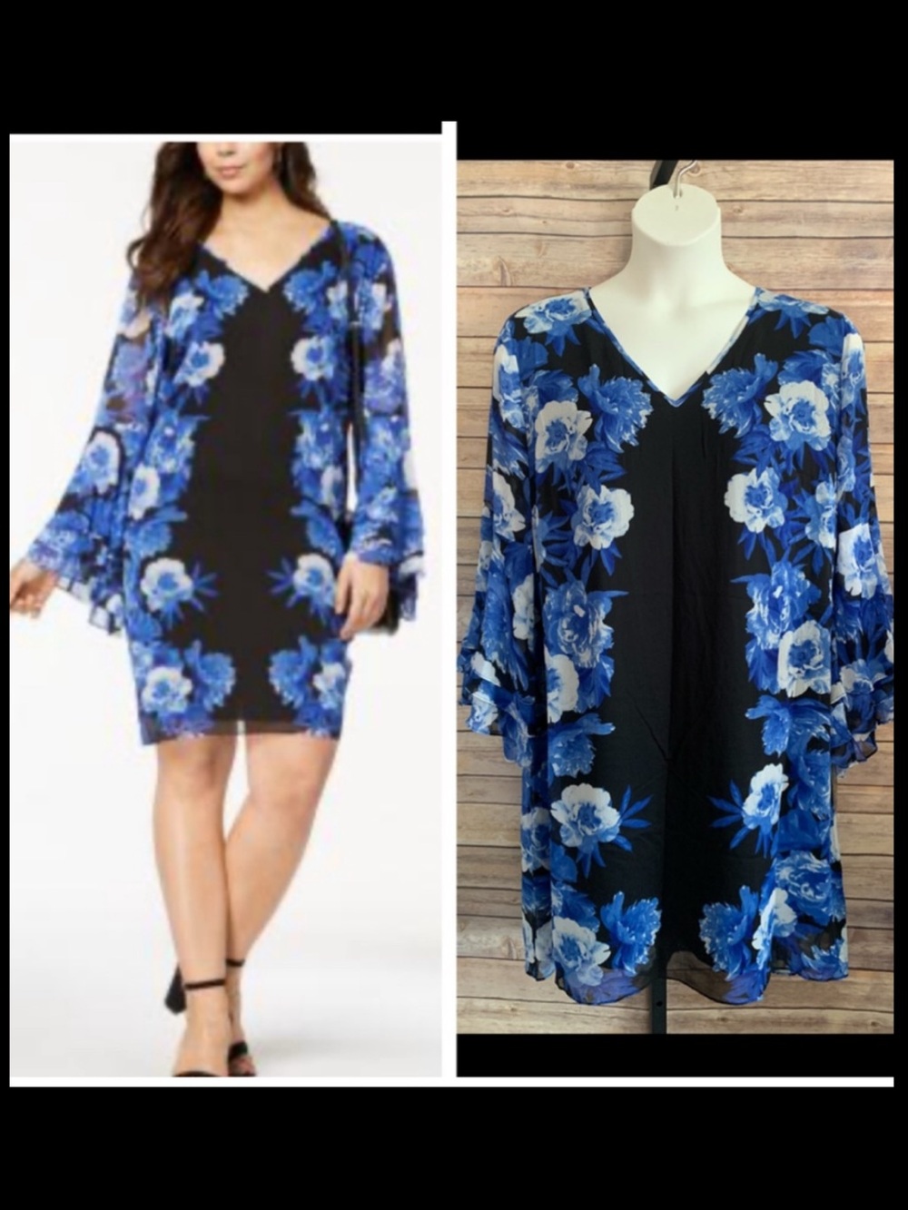 INC V-Neck Women’s Dress with Sheer Bell Sleeves - Size 0X